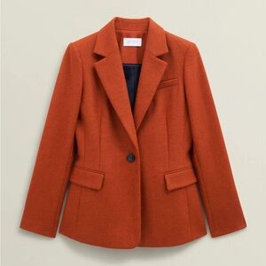 Hobbs Orange Single-Button Wool-Blend Blazer